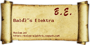 Balás Elektra névjegykártya